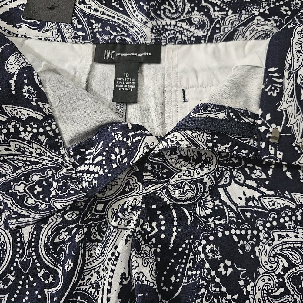 INC international concepts SHORTS printed REGULAR FIT blue/white SPANDEX - Picture 4 of 8